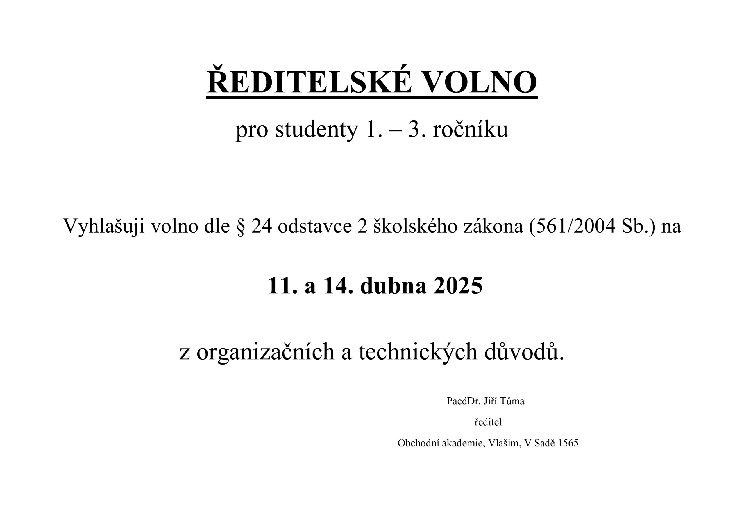 ředitelské volno
