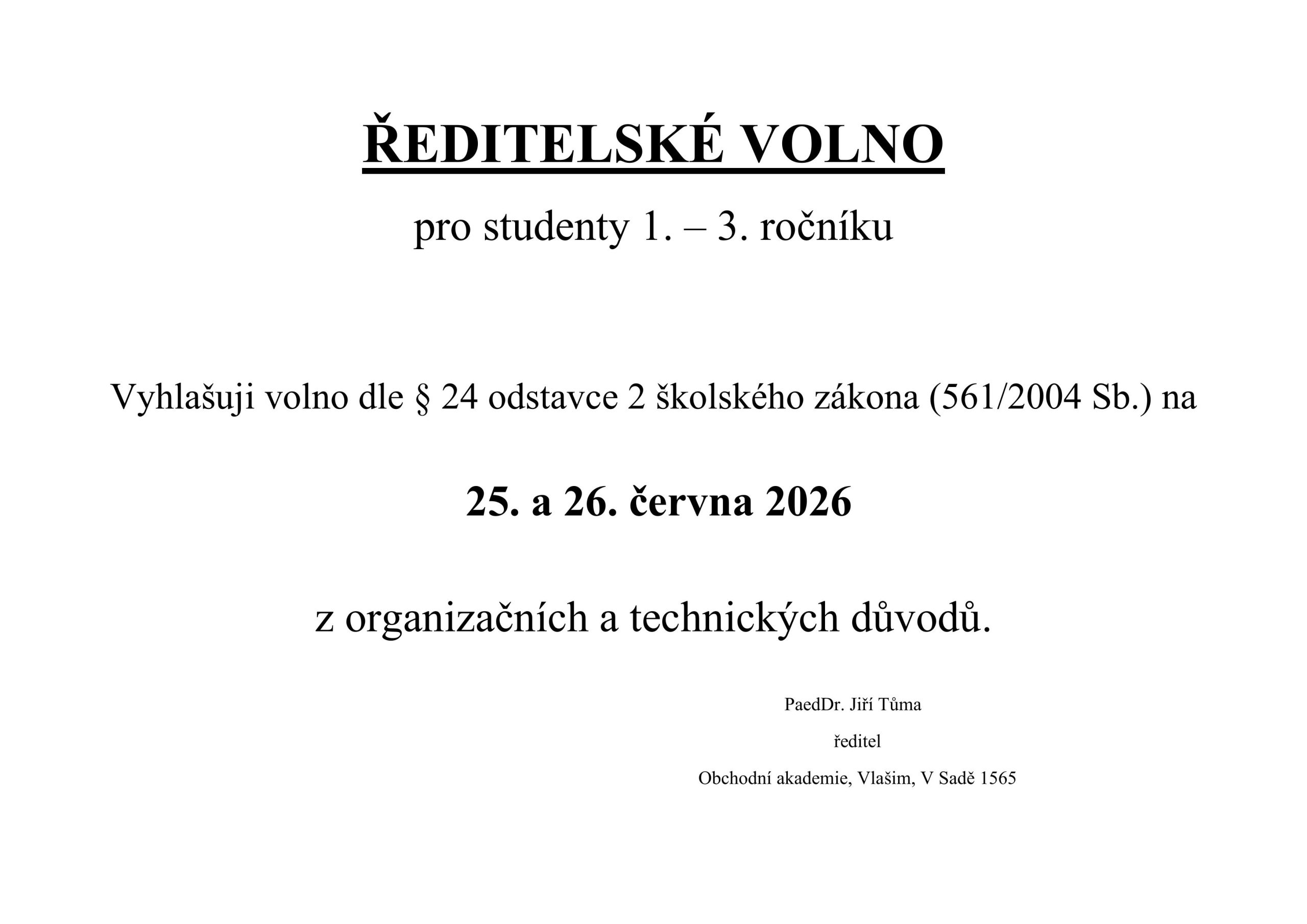 ředitelské volno